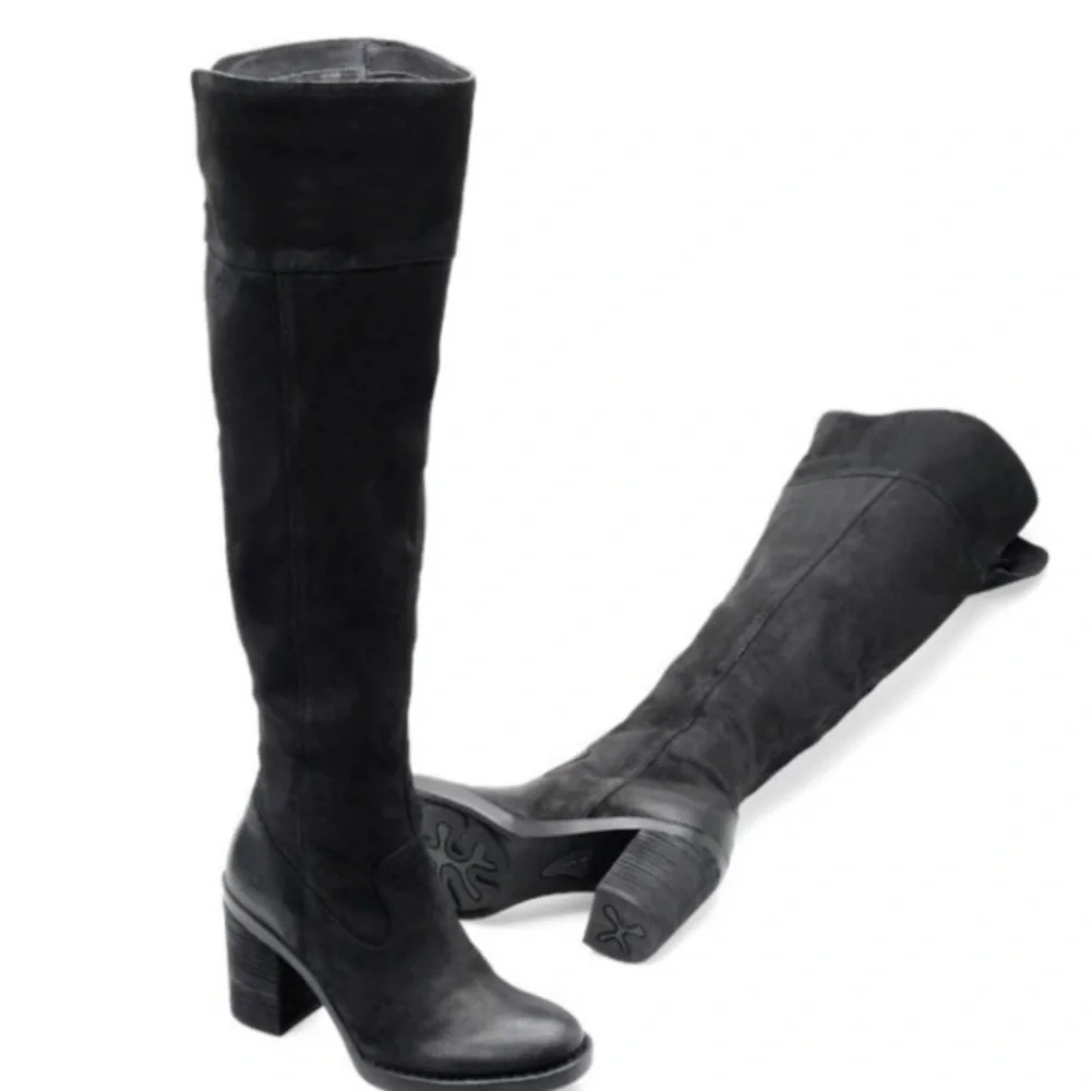 Born Kathleen‎ Black Leather Over the Knee Boots ❤️ SZ 9